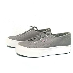Superga Grey Platform Sneakers Size 9 1/2